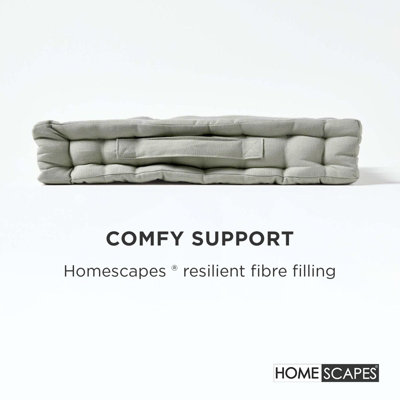 Homescapes Cotton Grey Floor Cushion, 50 x 50 cm