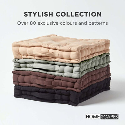 Homescapes Cotton Grey Floor Cushion, 50 x 50 cm