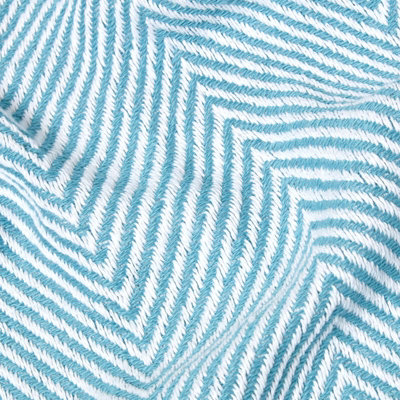 Homescapes Cotton Halden Chevron Teal Throw, 255 x 360 cm