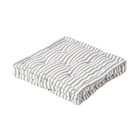 Homescapes Cotton Light Grey Thin Stripe Floor Cushion, 40 x 40 cm