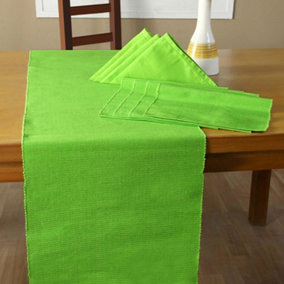 Homescapes Cotton Lime Green Pack of 4 Napkins, 4 Placemats & 1 Runner