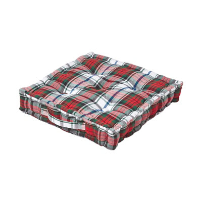 Homescapes Cotton Macduff Tartan Floor Cushion, 50 x 50 cm