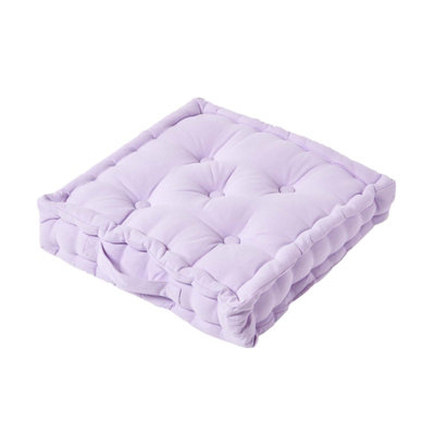 Homescapes Cotton Mauve Floor Cushion, 40 x 40 cm