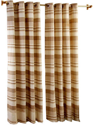 Homescapes Cotton Morocco Striped Beige Curtains 137 x 137 cm