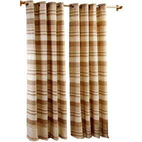 Homescapes Cotton Morocco Striped Beige Curtains 137 x 137 cm