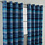 Homescapes Cotton Morocco Striped Blue Curtains 137 x 137 cm