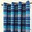Homescapes Cotton Morocco Striped Blue Curtains 137 x 137 cm