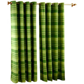 Homescapes Cotton Morocco Striped Green Curtains 137 x 137 cm