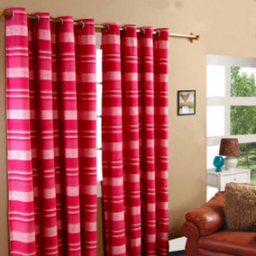 Homescapes Cotton Morocco Striped Pink Curtains 117 x 137 cm