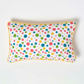 Homescapes Cotton Multi Colour Polka Dots Cushion Cover, 30 x 50 cm