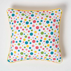 Homescapes Cotton Multi Colour Polka Dots Cushion Cover, 45 x 45 cm