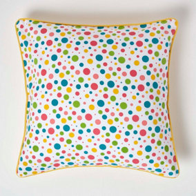 Homescapes Cotton Multi Colour Polka Dots Cushion Cover, 60 x 60 cm