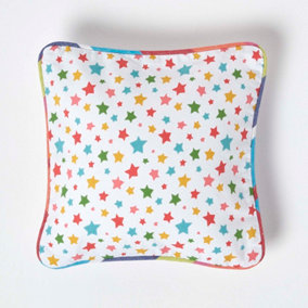 Homescapes Cotton Multi Colour Stars Cushion Cover, 30 x 30 cm