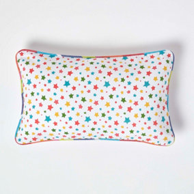Homescapes Cotton Multi Colour Stars Cushion Cover, 30 x 50 cm