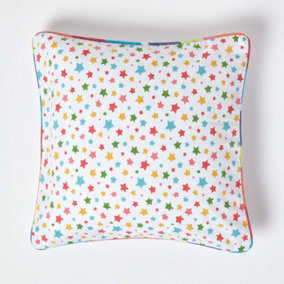 Homescapes Cotton Multi Colour Stars Cushion Cover, 45 x 45 cm