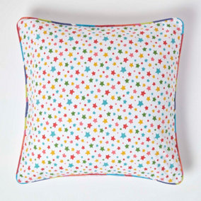Homescapes Cotton Multi Colour Stars Cushion Cover, 60 x 60 cm