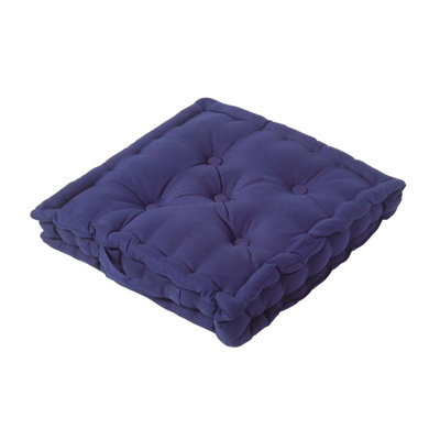 Homescapes Cotton Navy Blue Floor Cushion, 40 x 40 cm