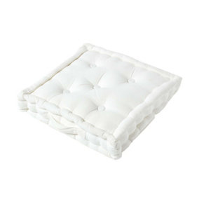 Homescapes Cotton Off White Floor Cushion, 40 x 40 cm