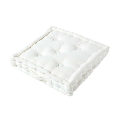 Homescapes Cotton Off White Floor Cushion, 50 x 50 cm