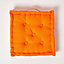 Homescapes Cotton Orange Floor Cushion, 40 x 40 cm