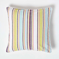 Homescapes Cotton Osaka Green Stripe Cushion Cover, 45 x 45 cm