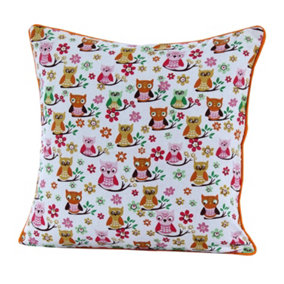 Homescapes Cotton Owls Cushion Cover, 60 x 60 cm