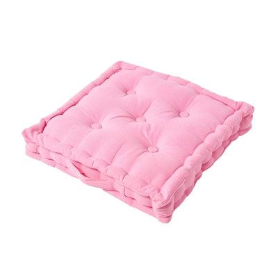 Homescapes Cotton Pink Floor Cushion, 40 x 40 cm