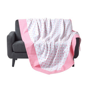 Homescapes Cotton Pink Heart Decorative Sofa Throw