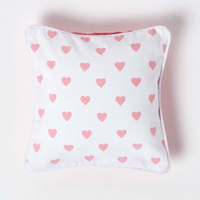 Homescapes Cotton Pink Hearts Cushion Cover, 30 x 30 cm