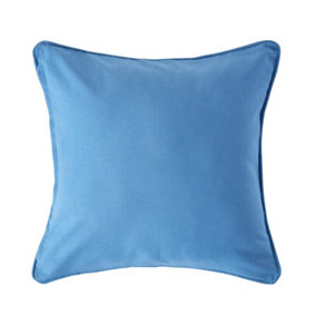 Homescapes Cotton Plain Air Force Blue Cushion Cover, 60 x 60 cm