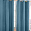 Homescapes Cotton Plain Airforce Blue Ready Made Eyelet Curtain Pair, 137 x 228cm