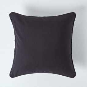 Homescapes Cotton Plain Black Cushion Cover, 60 x 60 cm