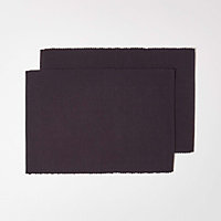 Homescapes Cotton Plain Black Pack of 2 Placemats
