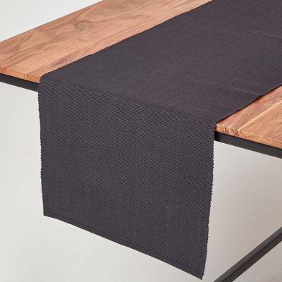 Lemos Home Cotton Table Runner 45 X 150 Mm, Black, 45 X 150 Cm