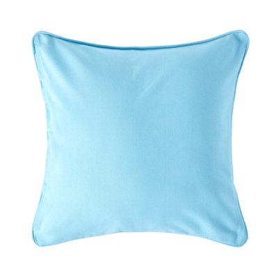 Homescapes Cotton Plain Blue Cushion Cover, 30 x 30 cm | DIY at B&Q