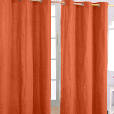 Cotton Plain Mauve Ready Made Eyelet Curtain Pair