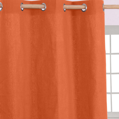Homescapes Cotton Plain Burnt Orange Ready Made Eyelet Curtain Pair, 137 x 228cm