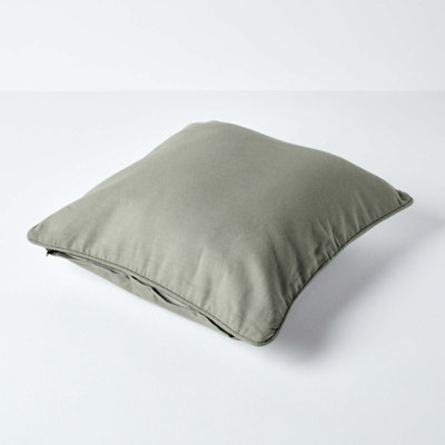 Homescapes Cotton Plain Grey Cushion Cover, 30 x 30 cm