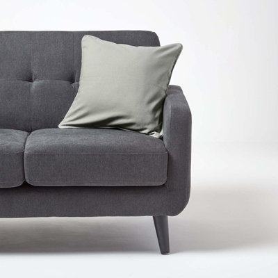 Homescapes Cotton Plain Grey Cushion Cover, 30 x 30 cm