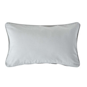 Homescapes Cotton Plain Grey Rectangular Cushion Cover, 30 x 50 cm