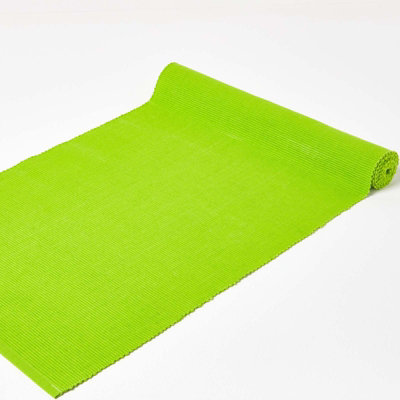 Homescapes Cotton Plain Lime Green Table Runner