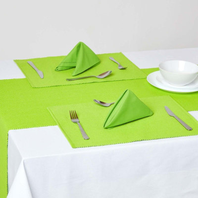 Homescapes Cotton Plain Lime Green Table Runner