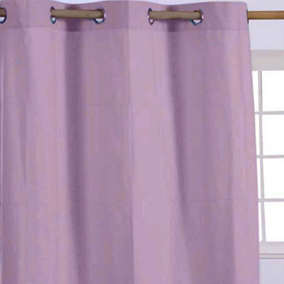 Cotton Plain Mauve Ready Made Eyelet Curtain Pair