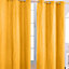 Homescapes Cotton Plain Mustard Yellow Ready Made Eyelet Curtain Pair, 137 x 228cm