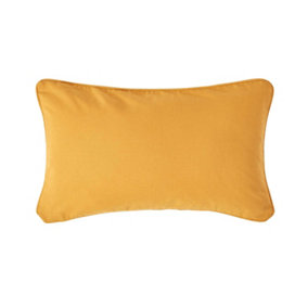 Homescapes Cotton Plain Mustard Yellow Rectangular Cushion Cover, 30 x 50 cm