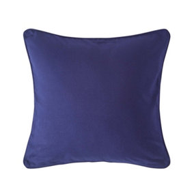 Homescapes Cotton Plain Navy Blue Cushion Cover, 30 x 30 cm