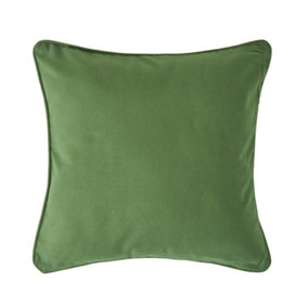 Homescapes Cotton Plain Olive Green Cushion Cover, 60 x 60 cm