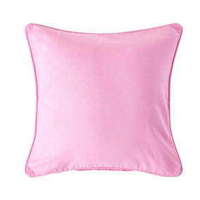 Homescapes Cotton Plain Pink Cushion Cover, 60 x 60 cm