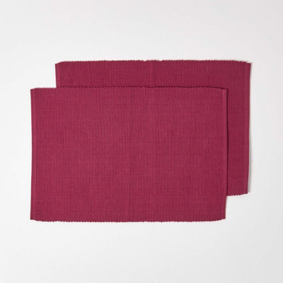 Homescapes Cotton Plain Plum Pack of 2 Placemats