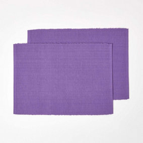 Homescapes Cotton Plain Purple Pack of 2 Placemats
